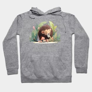 Cute Lion Animal Loving Cuddle Embrace Children Kid Tenderness Hoodie